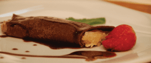 Crepe de Cacau com Arroz Japonês